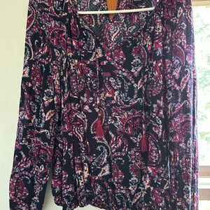 Lucky Brand Paisley Blouse - Red and Blue